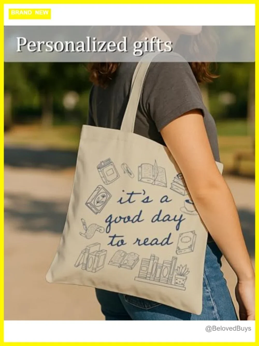 Book Lovers Tote Bag for Readers, Canvas Tote with Inner Pocket, Bookish Gift